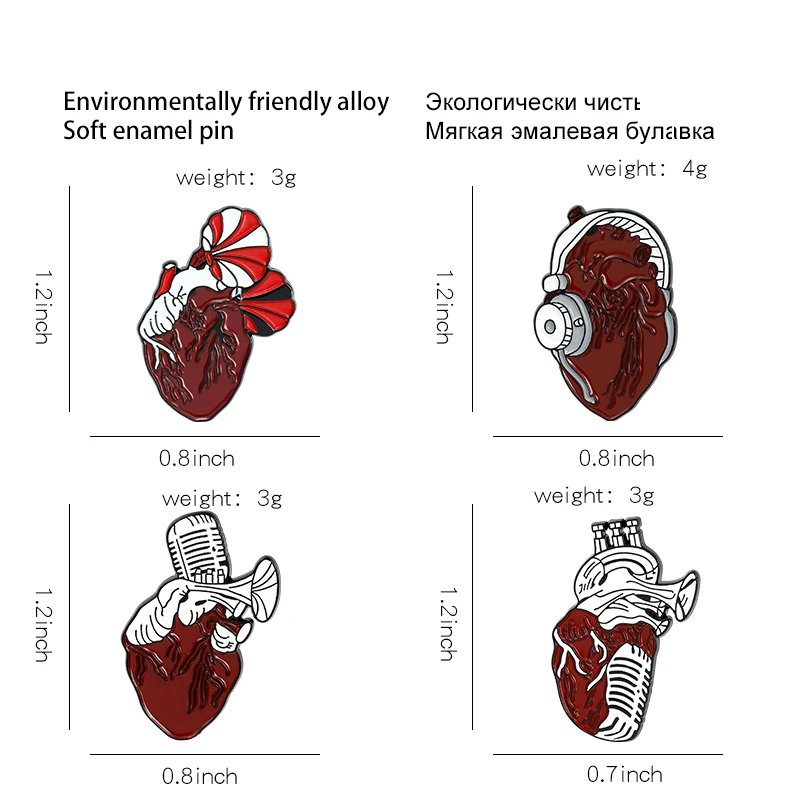 Музыкальные эмалированные булавки в форме сердца саксофона фонографа гарнитуры