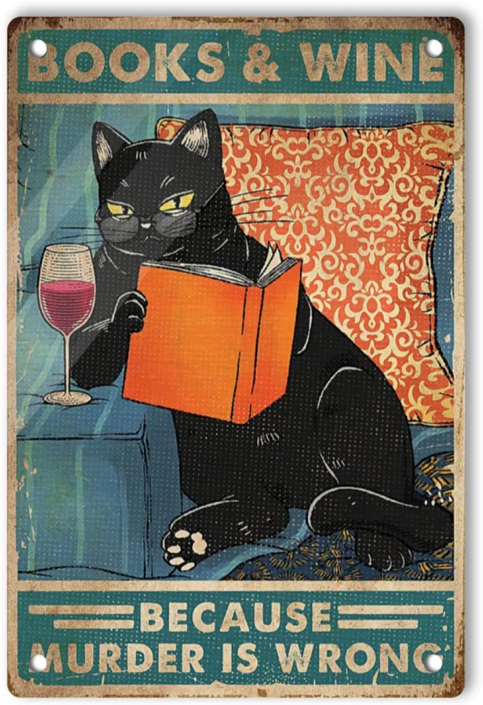 

Винтажные жестяные знаки в виде кота и винного вина, легкая алюминиевая ретро-вывеска, Настенный декор, забавные подарки, плакат для мужчин, ...