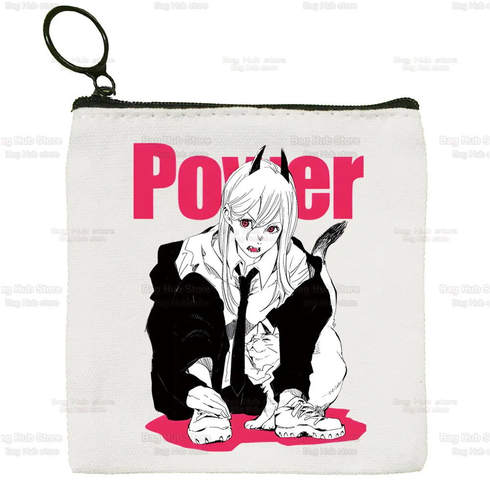 Chainsaw Man Makima Simple Canvas Coin Purse Cute Pochita Cartoon Key Case Anime Cartoon Bag Coin Storage Bag