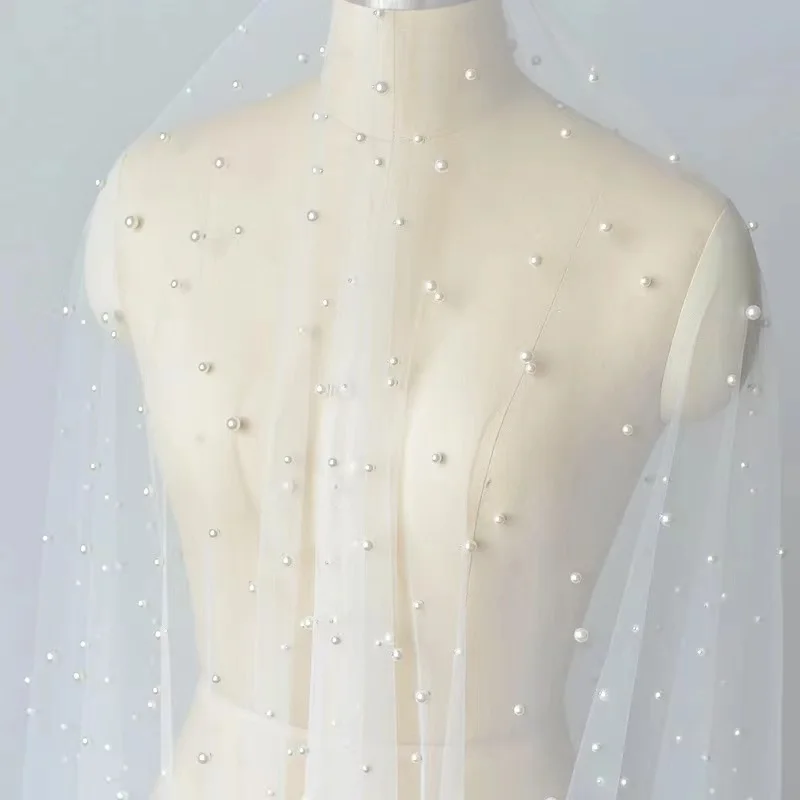 Модная Тюлевая кружевная ткань с жемчугом ширина 130 см свадебное платье для