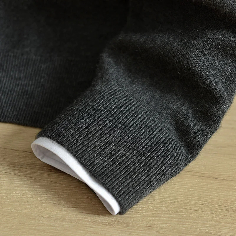 Зимний свитер из чистого кашемира с полувысоким воротником мужской кашемировый