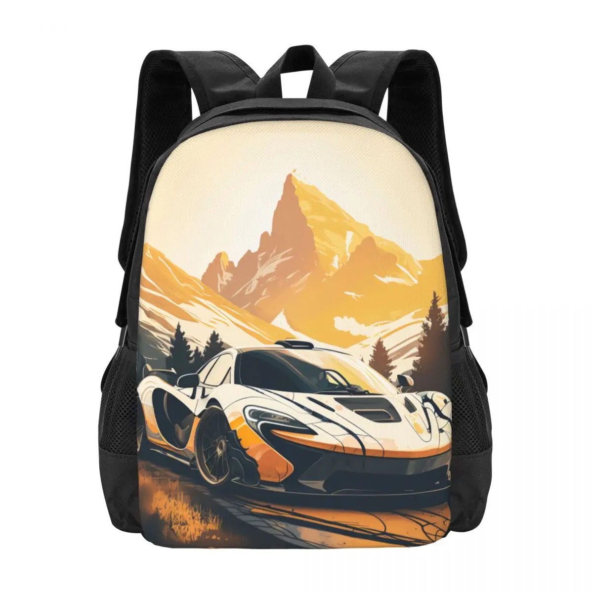 

Powerful Sports Car Backpack Sun Mountain Women Men Polyester College Backpacks Durable Fun School Bags Rucksack