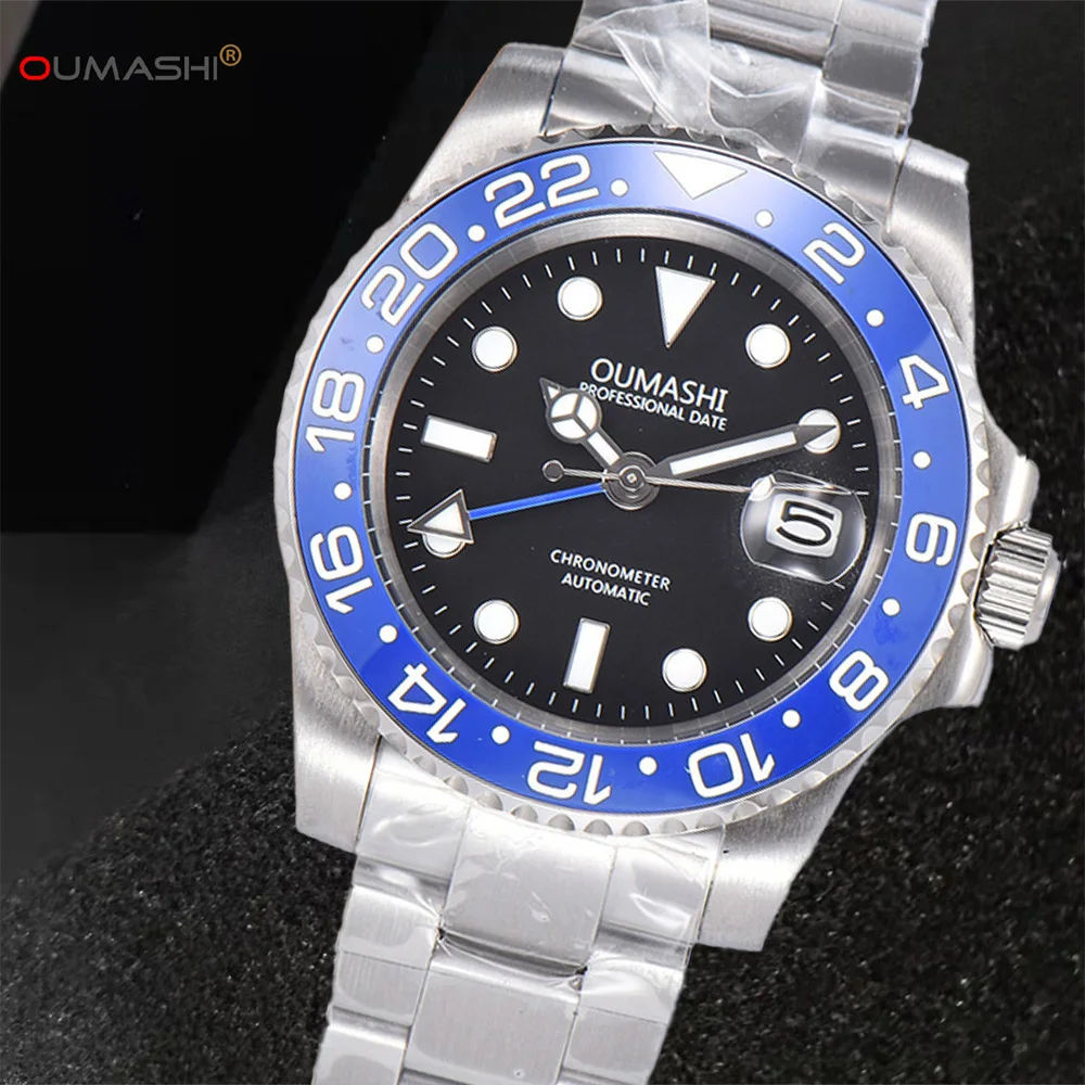

Top Luxury OUMASHI 40mm Men's Watch Automatic Mechanical Watch Stainless Steel Sapphire Glass GMT Automatic Movement