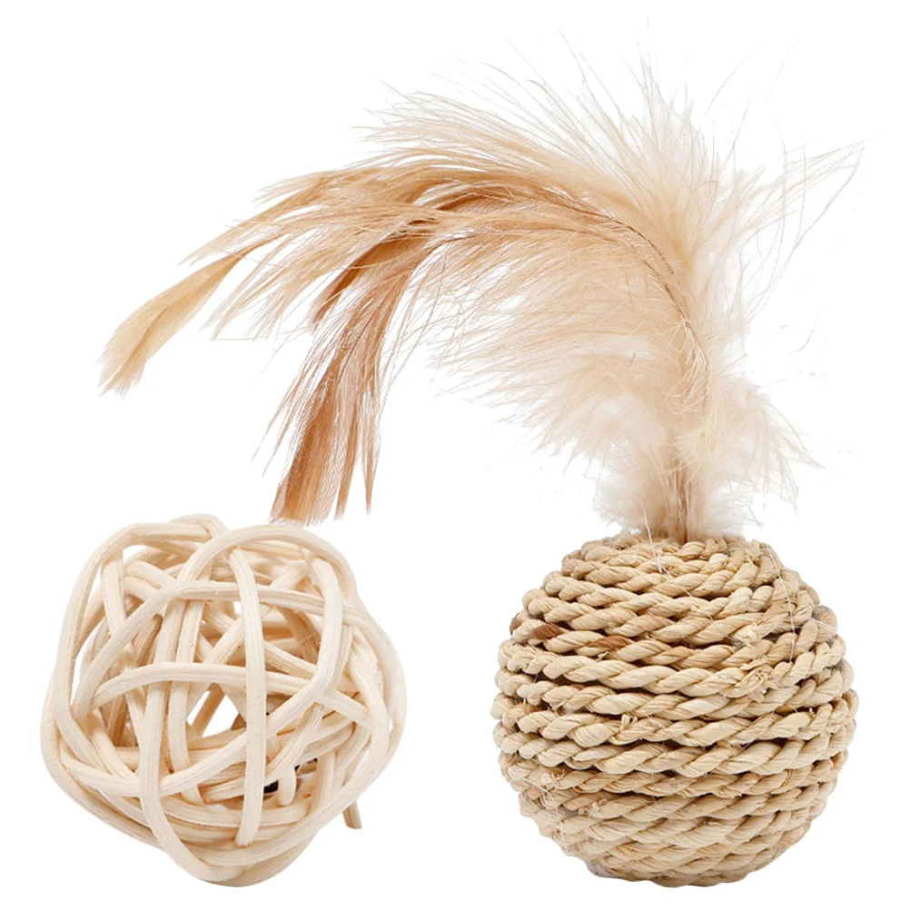 

2pcs Cat Toy Ball Cat Activity Toy Bell Balls Toys Woven Balls Kitten Teasing Rattan Corn Braid Balls