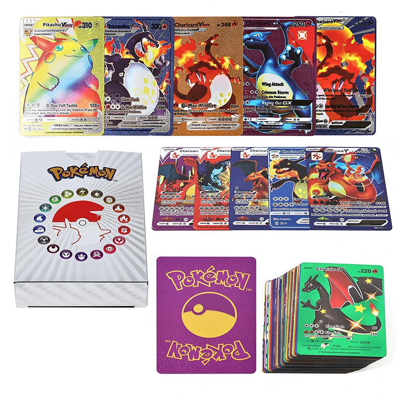 

55 шт. Аниме Покемон красочная карта Английский Vstar Vmax EX GX карта Пикачу; Чаризард Коллекционная карта игрушка детский подарок на день рождения