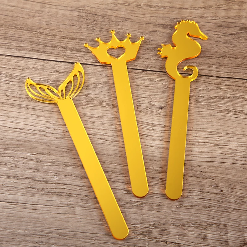 

Acrylic Ice Cream Sticks Popsicle Seahorse Fishtail Crown Stick Kids Crafts mini cakesicle Making Crafts Baby Shower Kis Giftm