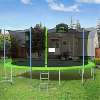 with safety enclosure net basketball hoop and ladder green 16ft outdoor trampoline basketball trampoline combo home trampoline