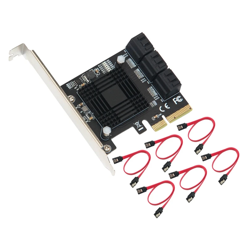

PCIE 4X SATA карта PCI-E от 4 до 6 портов SATA3.0 6 Гб адаптер карта для настольного жесткого диска Расширенная карта с кабелем SATA