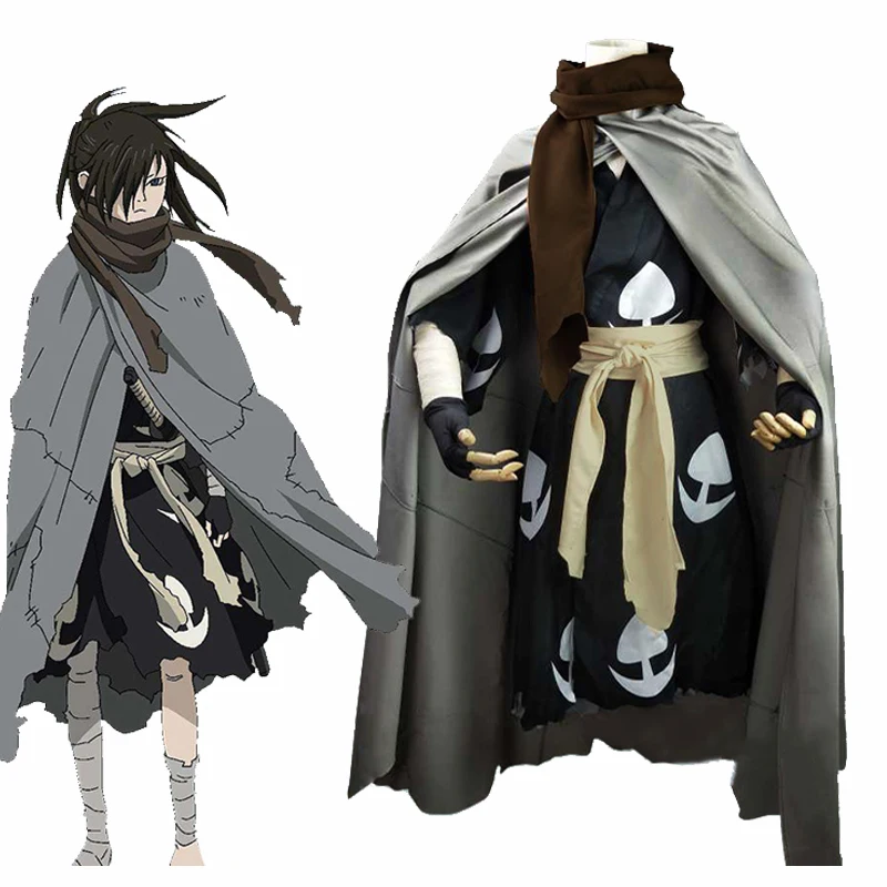

New Fashion Anime Dororo Costume Hyakkimaru Kimono Costume Costume Halloween Cloak Kimono Scarf Full Set Wiigs