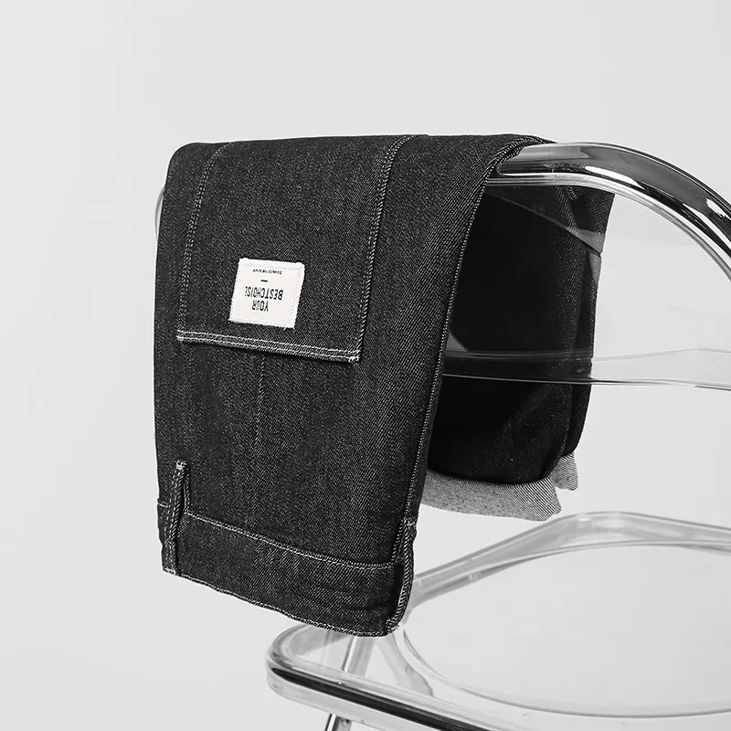 Men's Denim Pants Fashion Loose Wide Leg Jeans Casual Streetwear Printed Cross Trousers Pure Cotton Pants Baggy Men Jeans