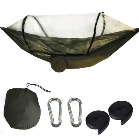 Портативный гамак с москитной сеткой, подвесная кровать для отдыха на открытом воздухе, парашют, кемпинга, походов, качели