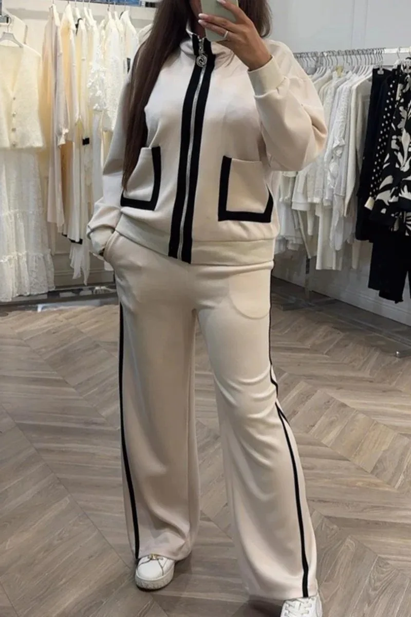 Повседневный свободный женский спортивный комплект из 2 предметов осенний