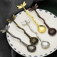 vintage dessert spoon dragonfly stars design ice cream coffee milk drink stirring spoons creative tableware kitchen accessories