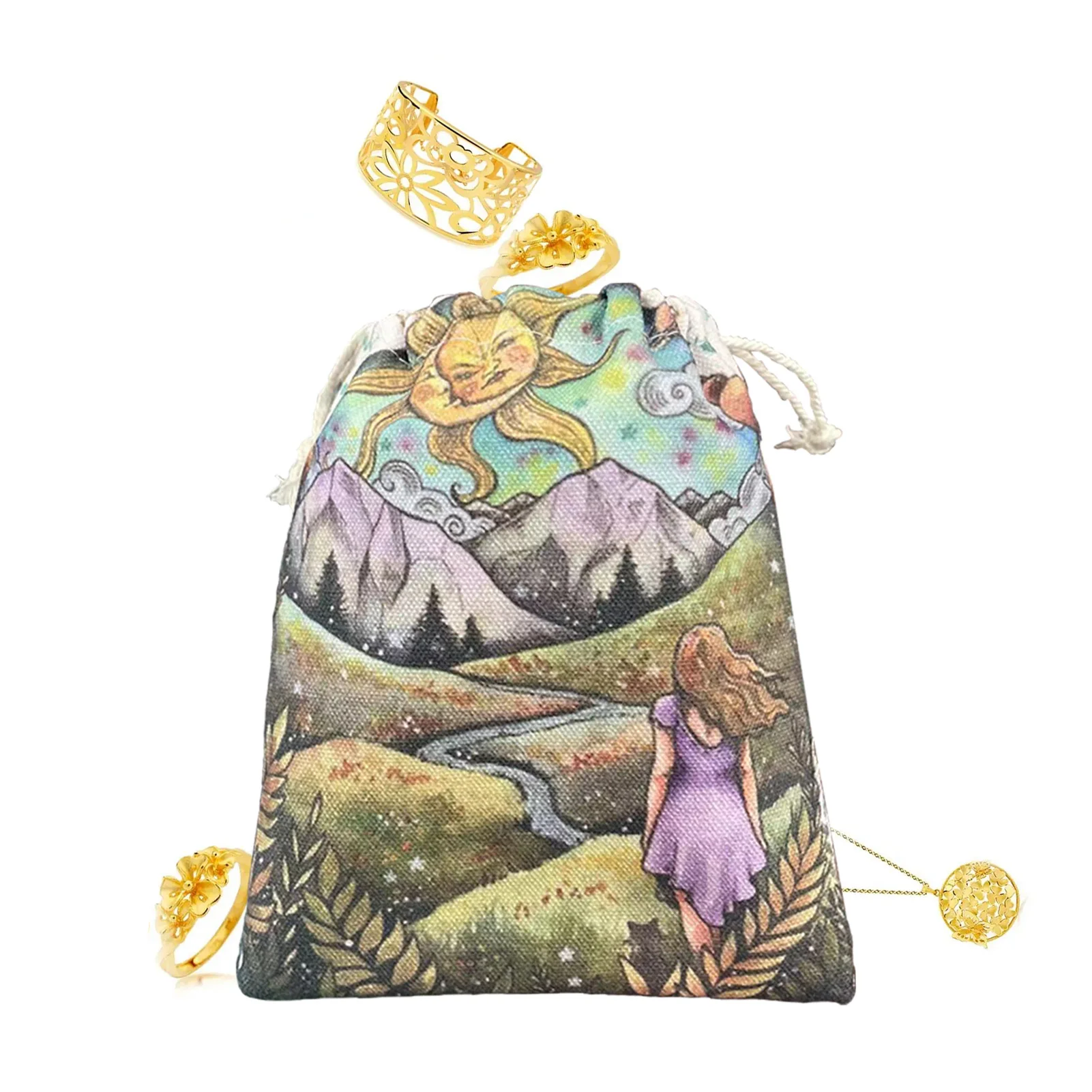 

Drawstring Tarot Bag Crystal Gem Jewelry Small Object Drawstring Bag Novel Portable Tarot Card And Dice Holder Bag