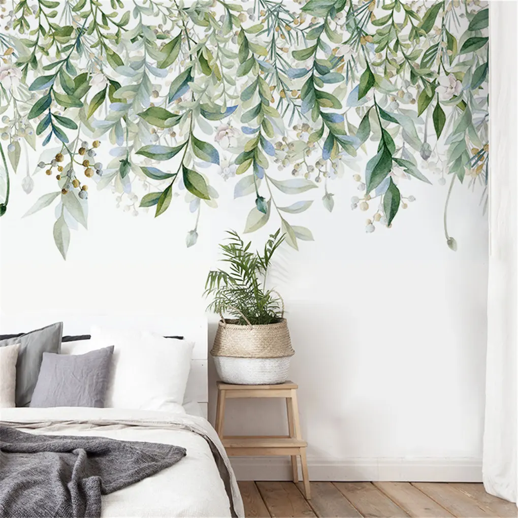 

2pcs Leaf Vine Wall Sticker Home Living Room Bedroom Leaves Garland Decal Office Plant Wall PVC Decoration