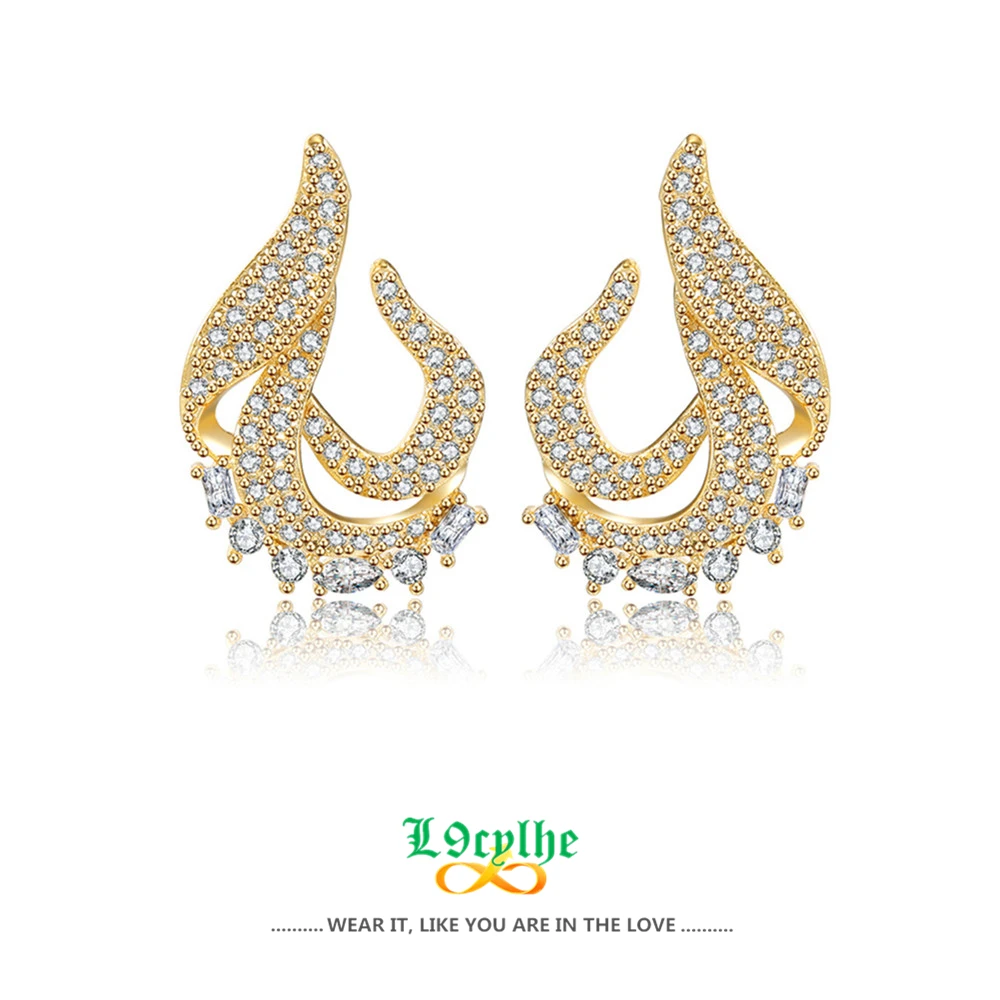 

Серьги-гвоздики в китайском стиле с факельным пламенем, золотые серьги с кубическим цирконием для мужчин, мужские серьги в стиле хип-хоп и п...