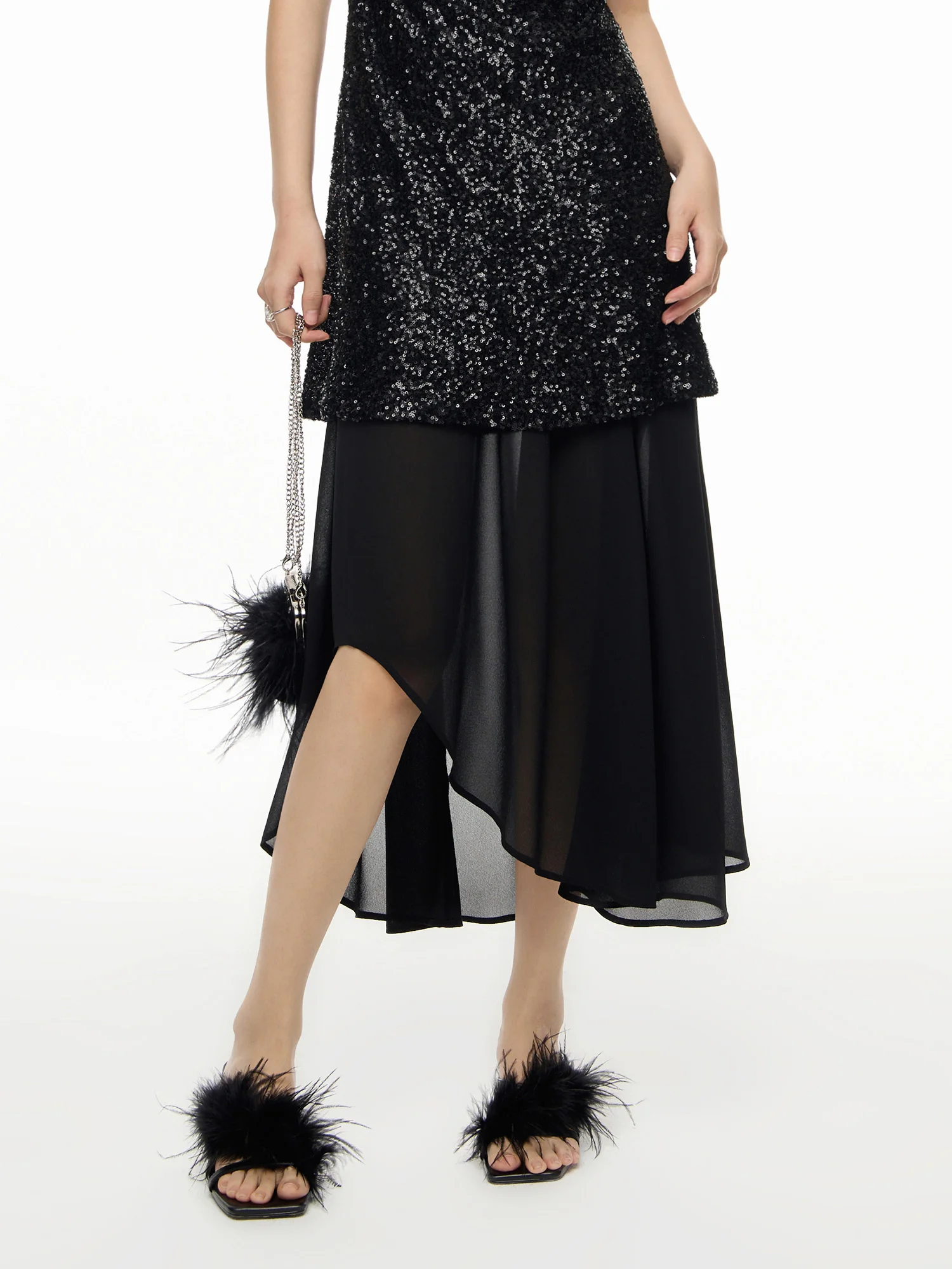 Женские юбки DUSHU черные из полиэстера