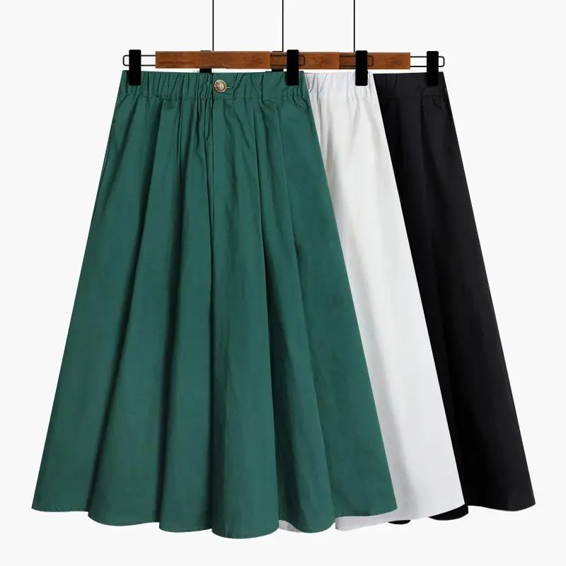 Skirt 2023 Woman Fashion New Mid-length Skirt Female Casual All-match High-waist Slim A-line Skirt Pleated Casual Skirt G213