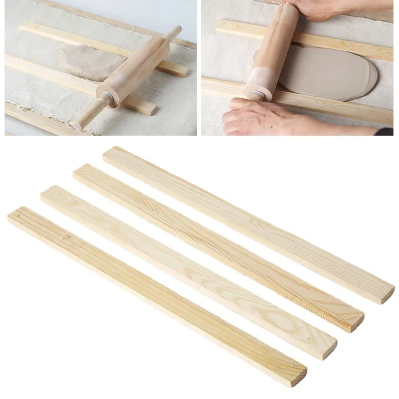 

10/7/5mm Thick Pottery Cutting Tool Pine Board Rolling Mud Board Molding Solid Wood Rail Clay Modeling Pottery Teaching Tool