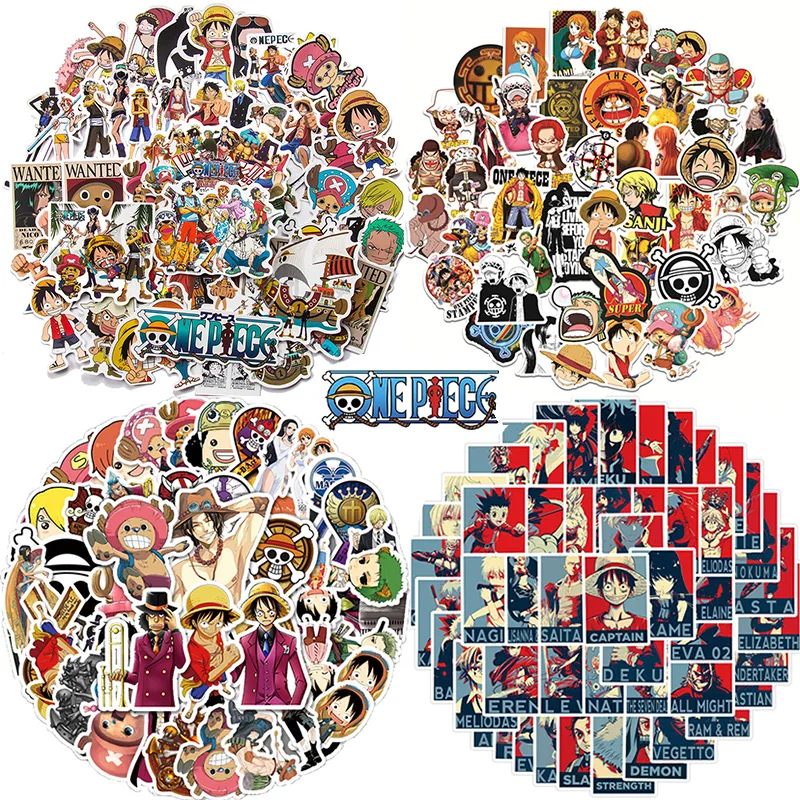 

50Pcs One Piece Stickers Aesthetic Cartoon Anime Sticker Skateboard Laptop Guitar Waterproof Decals Children Toy Christmas Gift