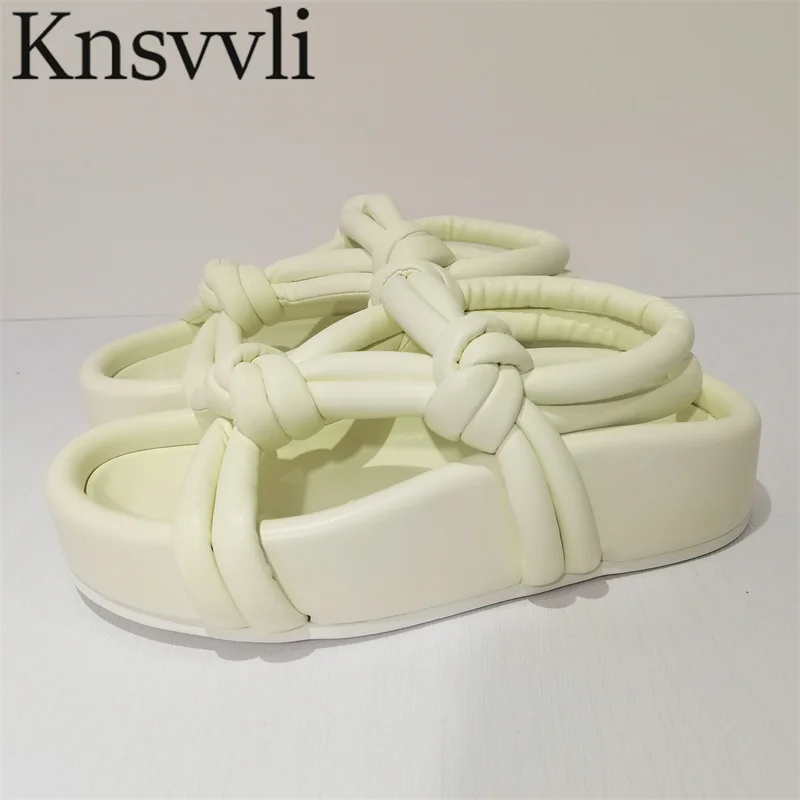 

Thick Sole Sandals Women Braided Mules Casual Holiday Shoes Female Peep Toe Narrow Band Summer Shoes Flat Platform Sandals Women