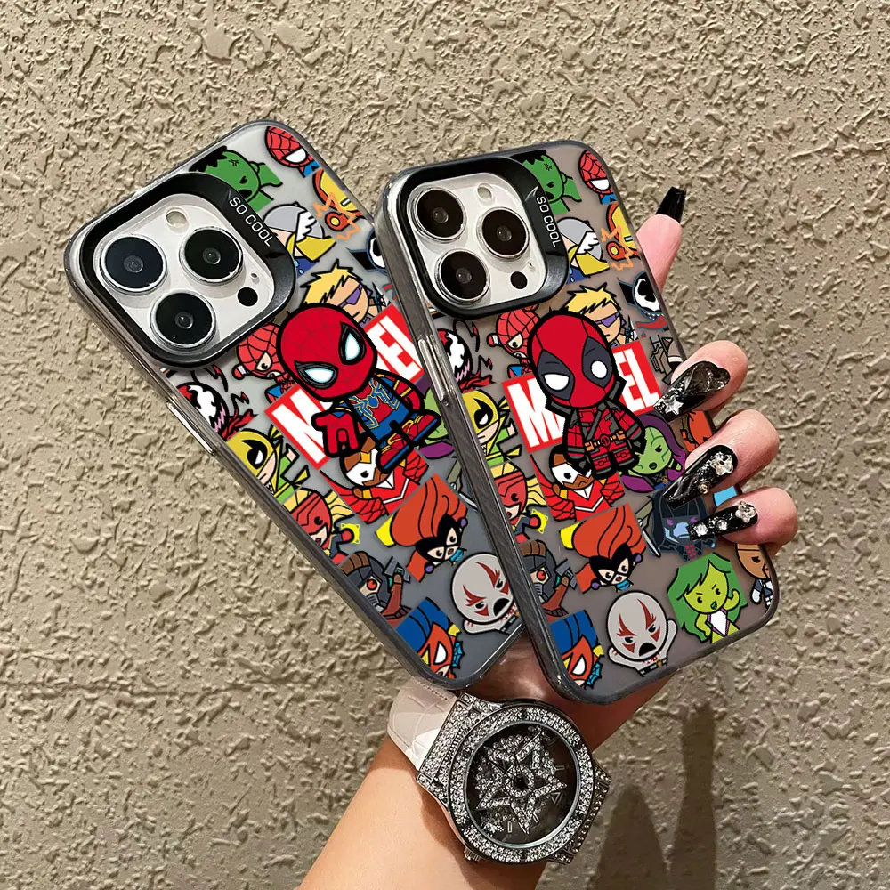 Marvel Iron Spider-Man Deadpool Cover Phone Case For Apple iPhone 16 14 15 11 12 13 Pro Max PLUS Hard Shockproof Funda Capa