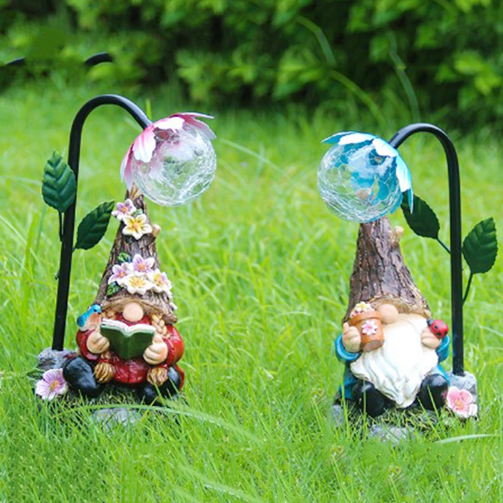 

Garden Cute Gnome LED Solar Lights Dwarf Statue Sculpture Outdoor Figurines Lawn Patio Yard Porch Ornament Home Room Decorations