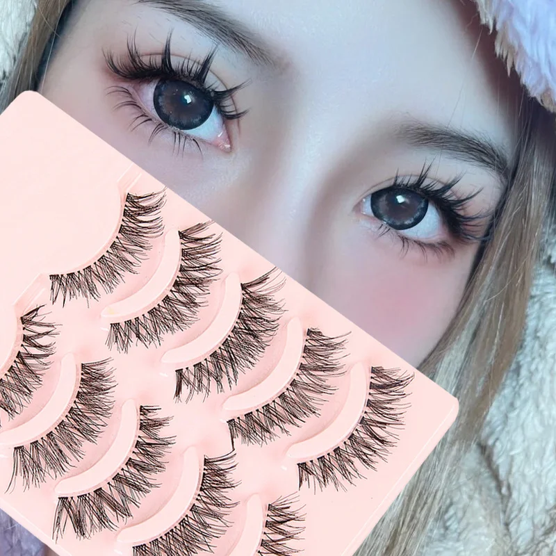 

5 пар Накладные ресницы из искусственной норки, натуральные длинные толстые перекрестные ресницы ручной работы, накладные ресницы, мягкие р...