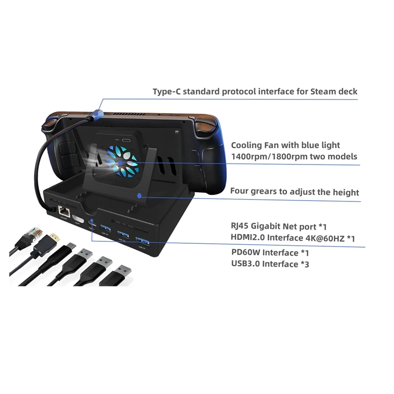 

Док-станция Базовая USB3.0HDMI совместимая с Onexplayer Deck 6 в 1 4K @ 60 Гц RJ45 Gigabit Ethernet PD100W Hub простая установка