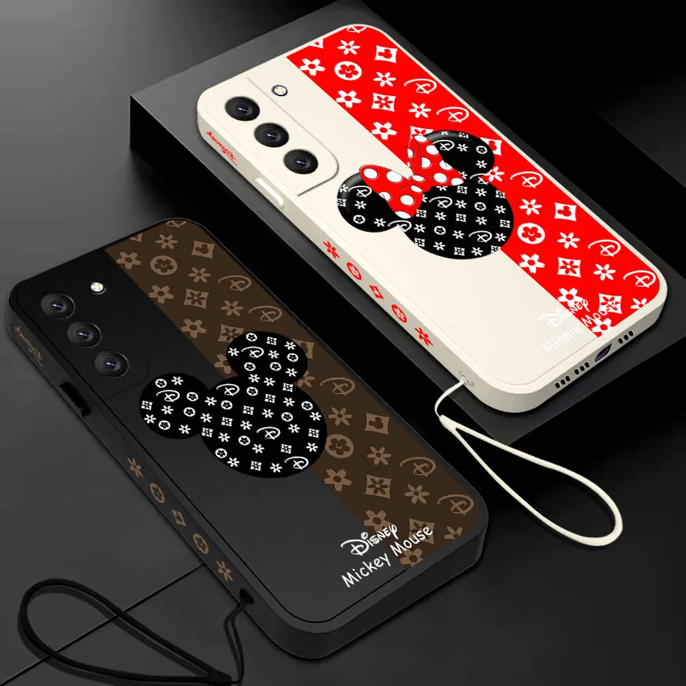 

Disney Mickey Minnie Mouse Phone Case For Samsung Galaxy S23 S22 S21 S20 Ultra FE S10 4G S9 S10E Note 20 10 9 Plus With Lanyard