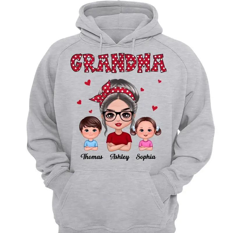 

Polka Dot Pattern Grandma And Grandkids Personalized Shirt
