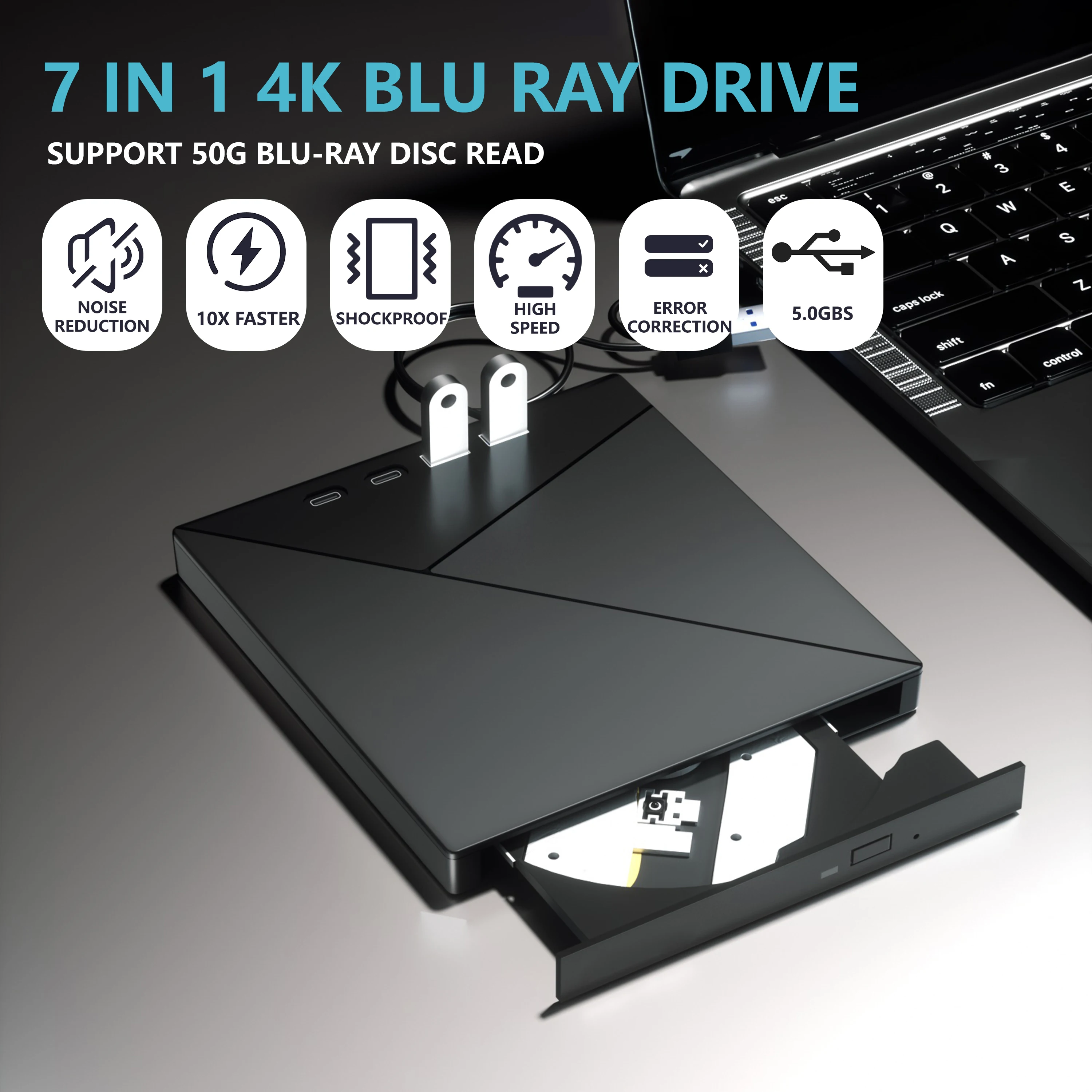Фото 4K 7-в-1 Многофункциональный Blue-ray 3D cd Dvd Bd Оптический привод cd Dvd Bd Плеер записи записывающего устройства с камерой 4k USB 3.0 №3