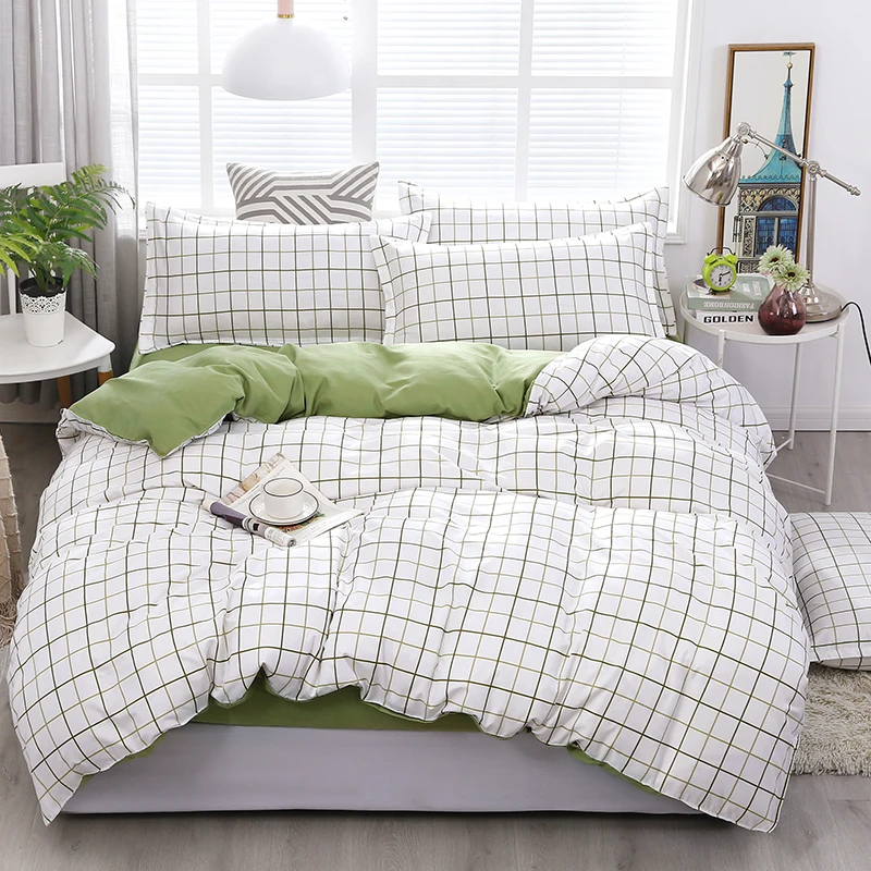 

15 White Plaid Duvet Cover with Zipper 1 Piece Modern Comforter/Quilt/Blanket Case for Adult Kids Twin Full Queen King