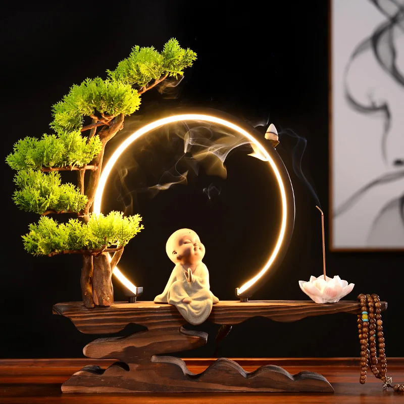 

little monk zen ornament backflow burner buddhist altar table household indoor incense sandalwood agarwood