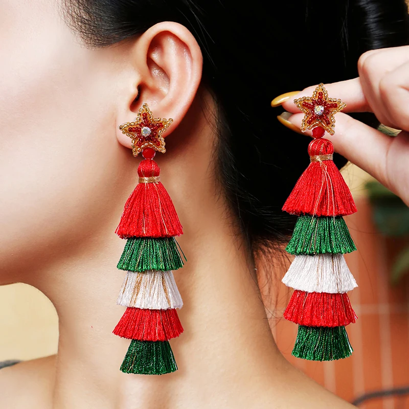 Vedawas Boho Стиль Рождественские Серьги-каффы Ручной Работы Из Бисера Элегантные