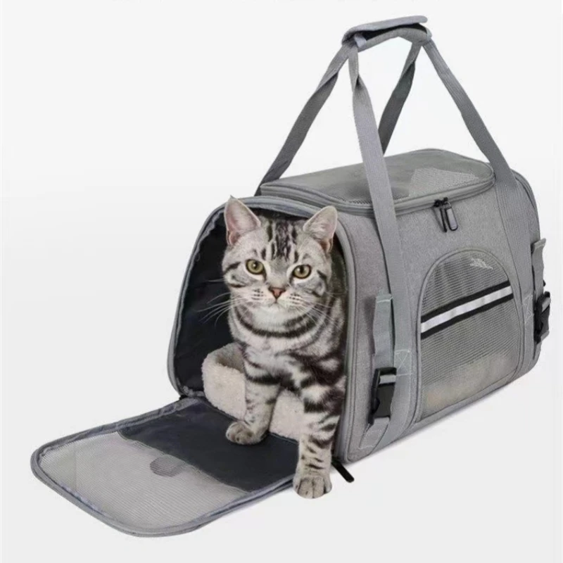 

Переноска для домашних животных, мягкая переноска для кошек и собак, переносная воздухопроницаемая складная сумка, для путешествий, с замковыми молниями