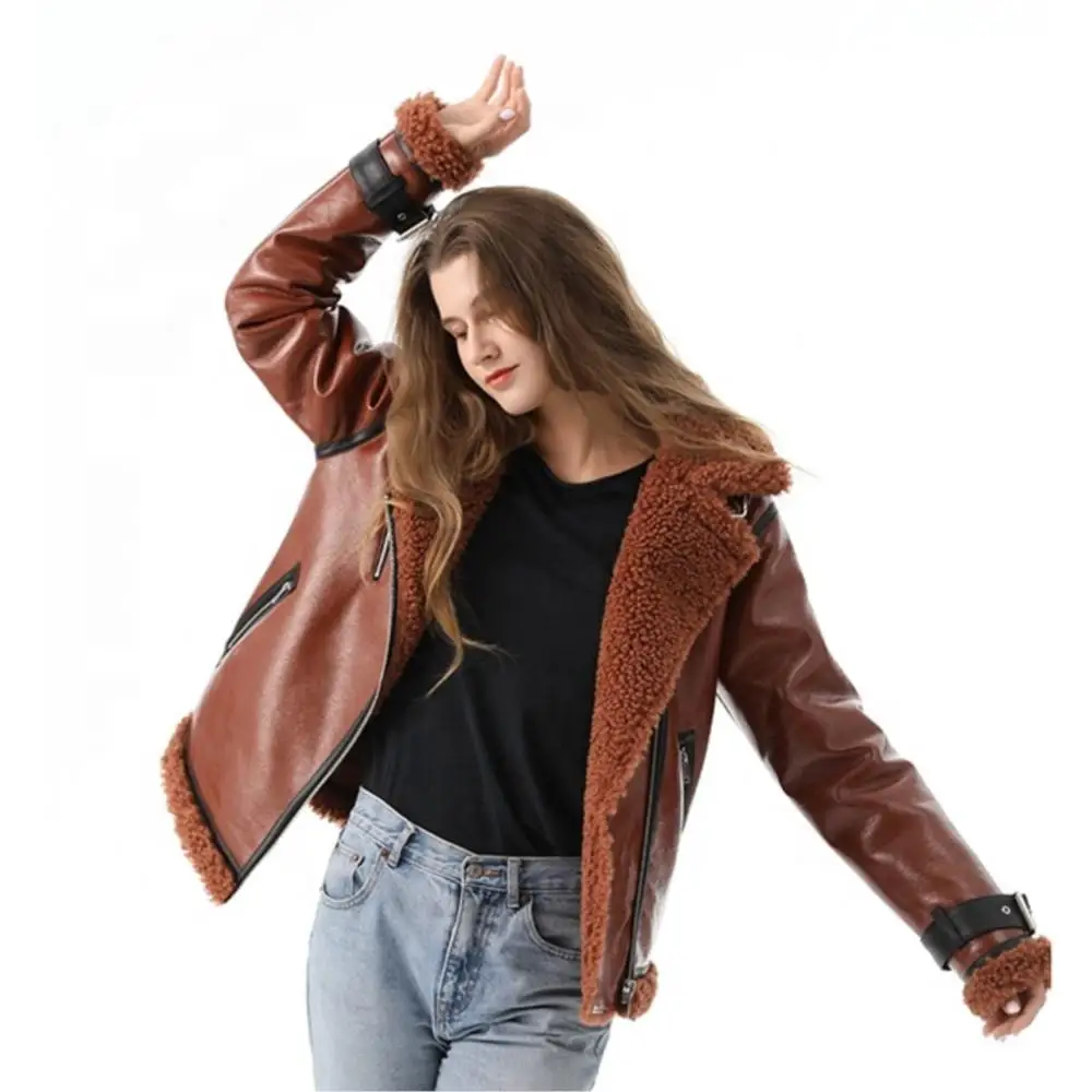 Women Winter Warm Fox Fur Coat Fashion Designer Fleece Real Fur Coat Zipper Cuff Lapel Bondage Leisure Jackets Plus Size