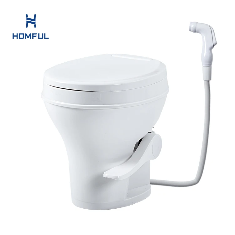 Фото Портативный туалет Airow HOMFUL Straight Flush для автодомов, лодок, морских судов, караванов, кемперов, из полипропилена, с водяным пистолетом №1