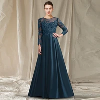 a line lace satin mother of bride dresses three quarter 2022 back illusion m%c3%a8re formelle robes summer for marriage gowns