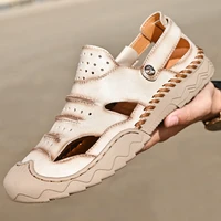 2022 summer men sandals soft breathable mens sandals genuine leather men slippers roman outdoor non slip beach sandals big size