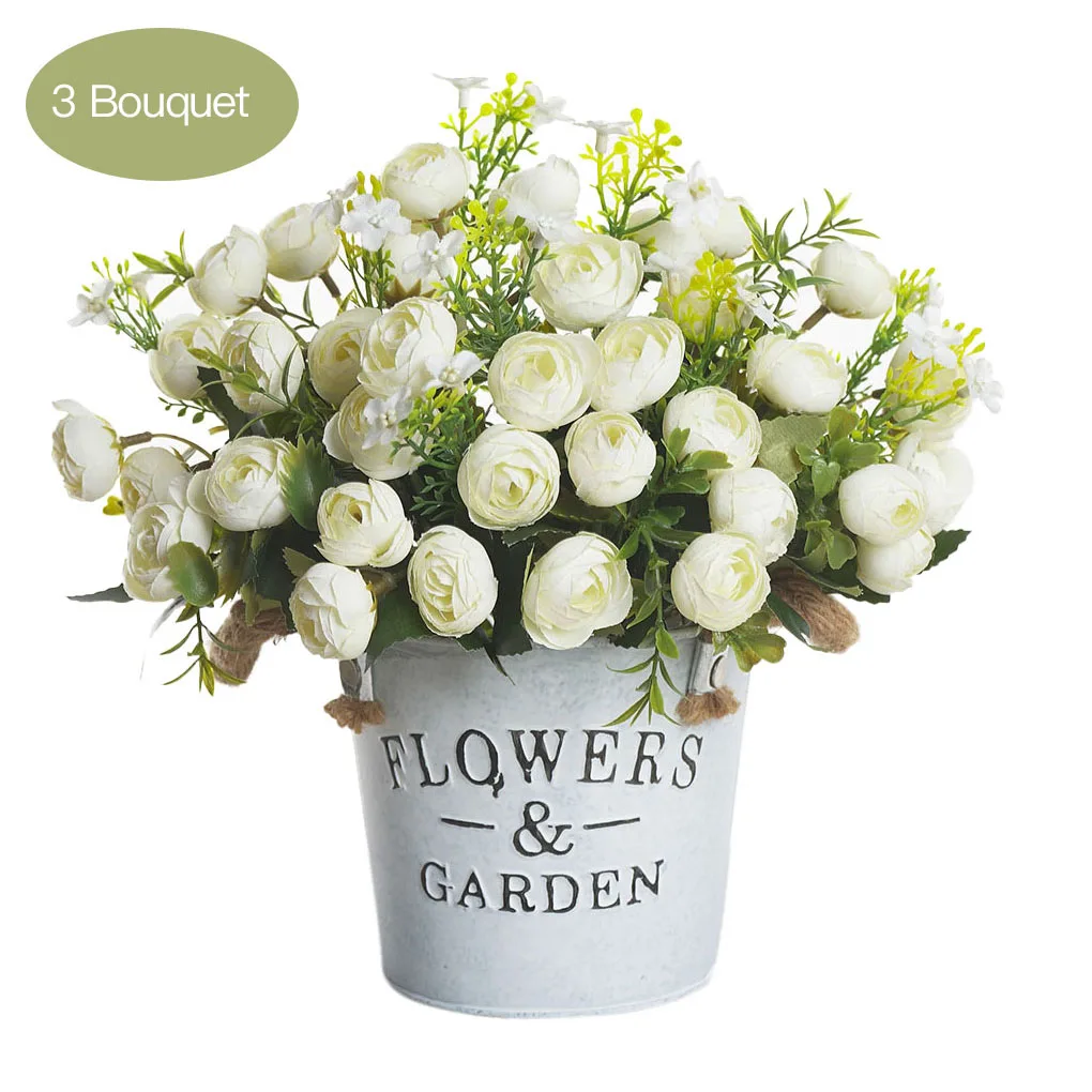 

3pcs autumn fake tea rose silk flower artificial plastic flower for wedding home accessories decoration room decor