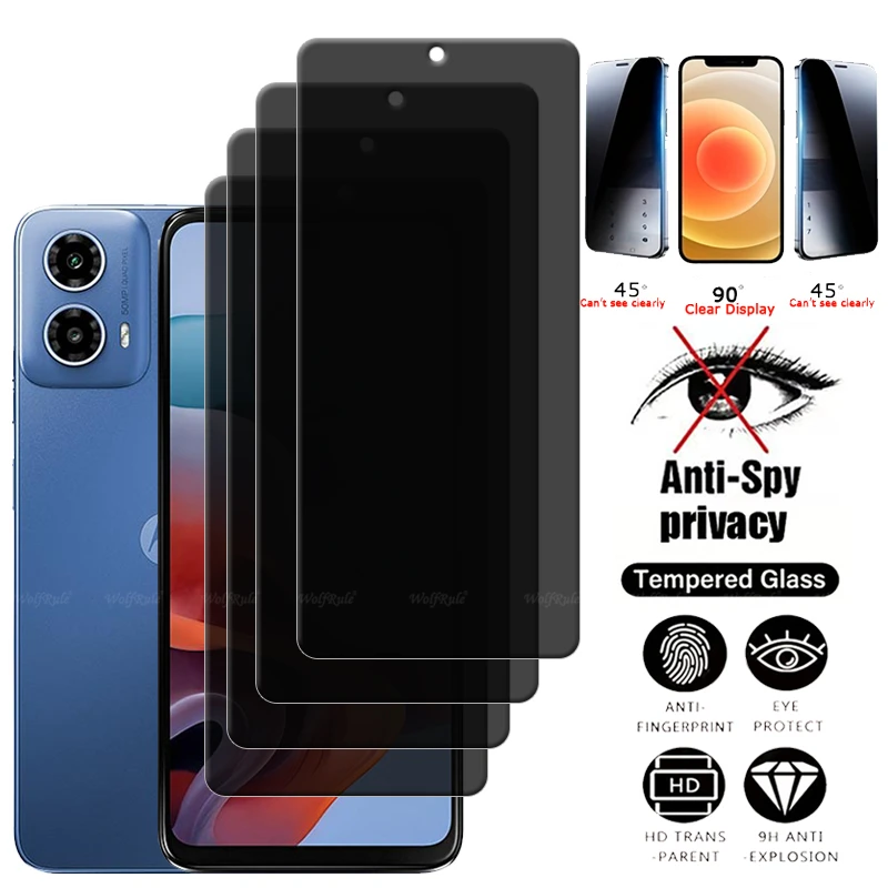 4 шт. для Moto G34 стекло защитное закаленное телефона HD 9H антишпионская защита