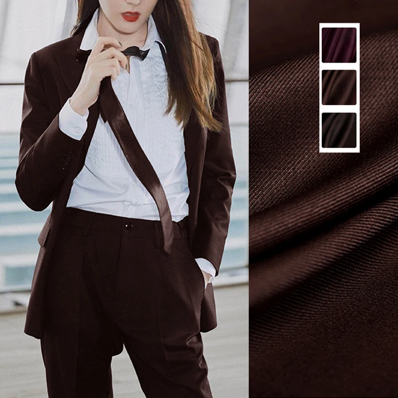 

150CM Wide 280G/M Solid Color Brown Silk Wool Fabric for Autumn and Spring Dress Coat Jacket E1063
