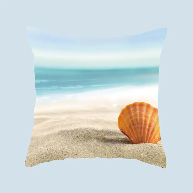 Beach Landscape Polyester Print Square Pillow Cushion Cover Car Sofa Office Chair Simple Home Decor Ornament |