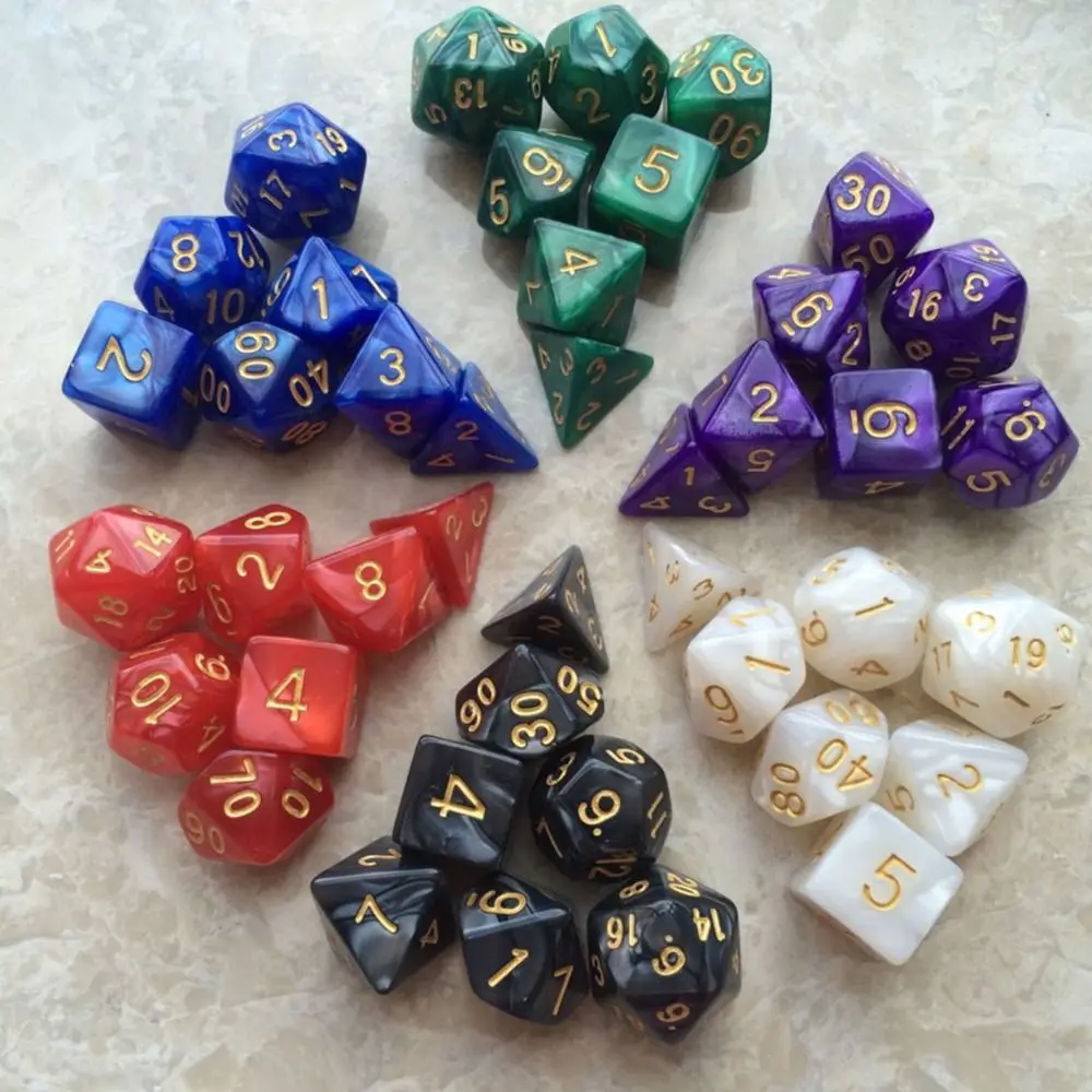 7Pcs/Set Durable Multifaceted DND Dice Acrylic Party Game 7-Die D4 D6 D8 D10 D12 D20 Polyhedral Dice Table Game Dice Accessories