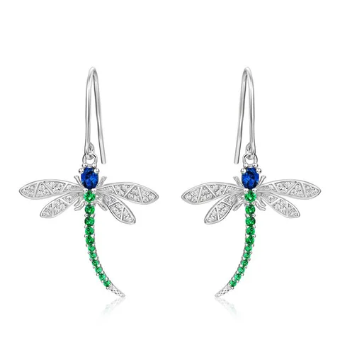 Комплект сережек-капелек из меди "Стрекоза"