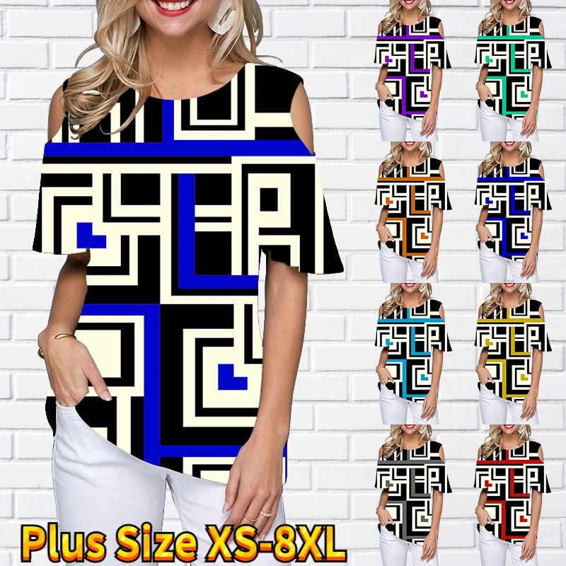

2022 Women's Fashion Off-the-shoulder T-shirt New Design Printing Pullover for Everyday Street Wear Summer Female Casual Top
