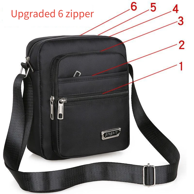 2023 New Men's Crossbody Bag Nylon Waistpack Travel Shoulder Bag Fashion Solid Color Casual Multi functional Men's Bag