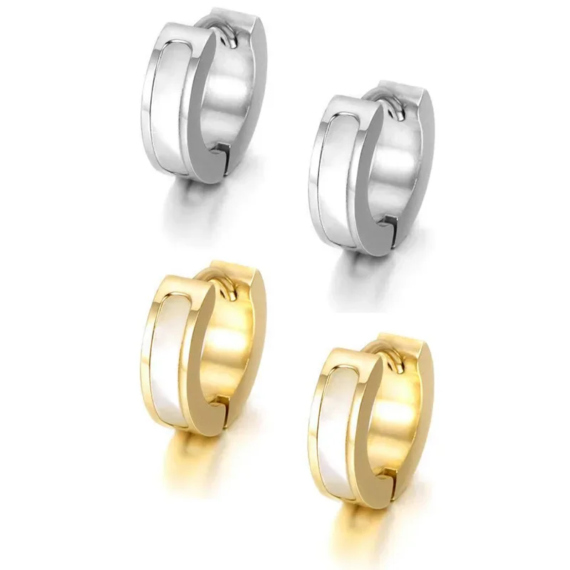 Flyfyp Позолоченные шикарные водонепроницаемые серьги-кольца из нержавеющей стали