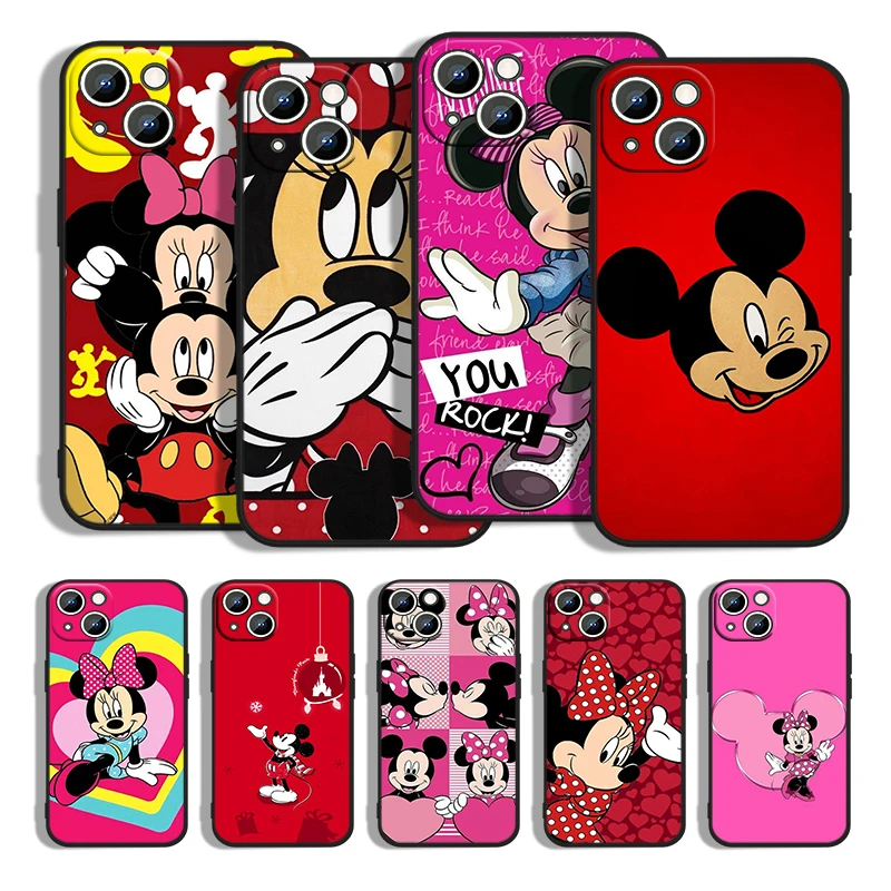 

Red Mickey mouse For Apple iPhone 13 12 11 Pro Max mini XS XR X 8 7 6S 6 Plus Black Silicone Soft Phone Case Coque